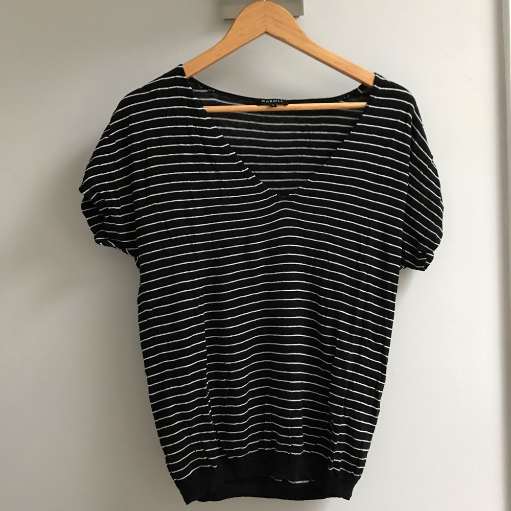 Caroll black and white striped top